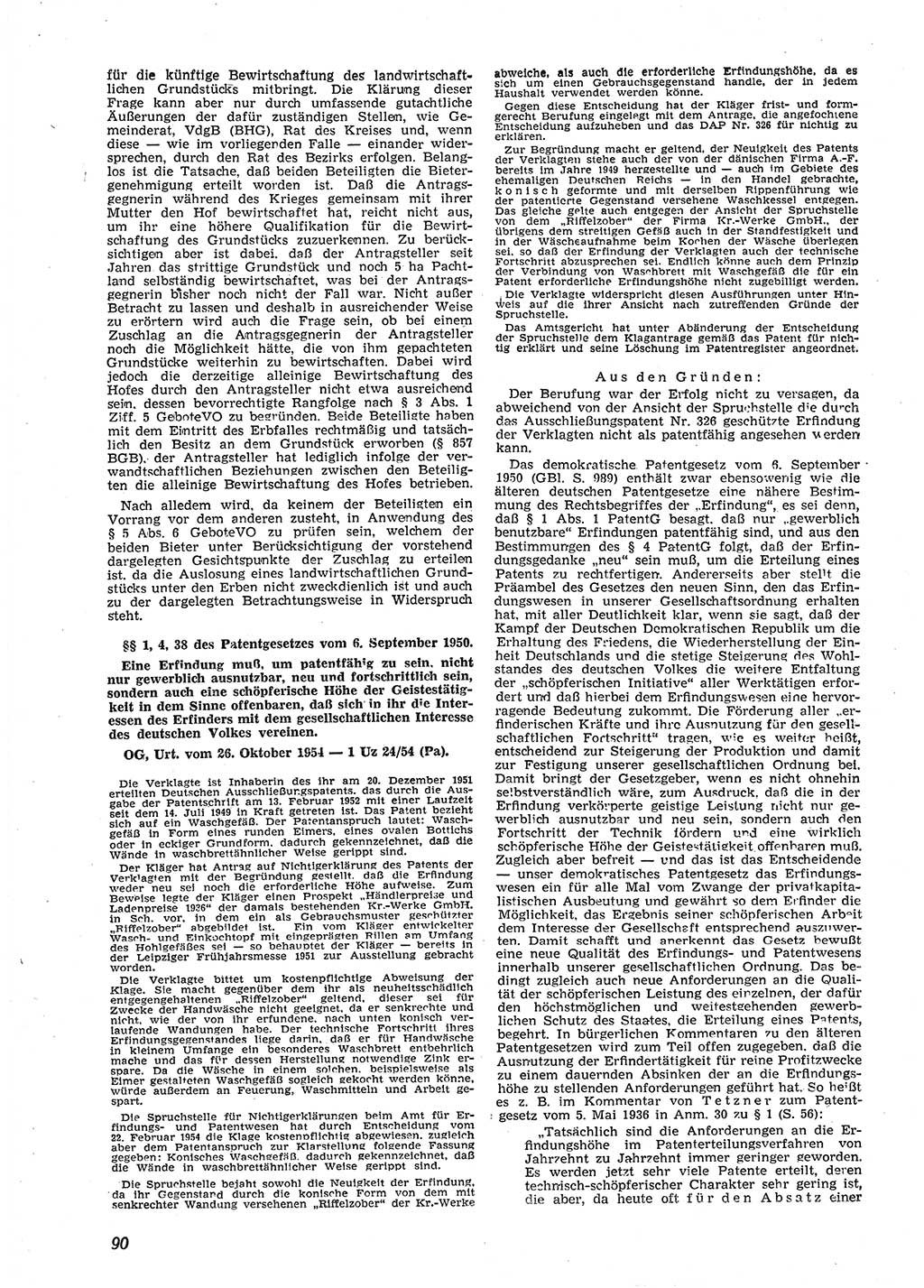 Neue Justiz (NJ), Zeitschrift für Recht und Rechtswissenschaft [Deutsche Demokratische Republik (DDR)], 9. Jahrgang 1955, Seite 90 (NJ DDR 1955, S. 90)