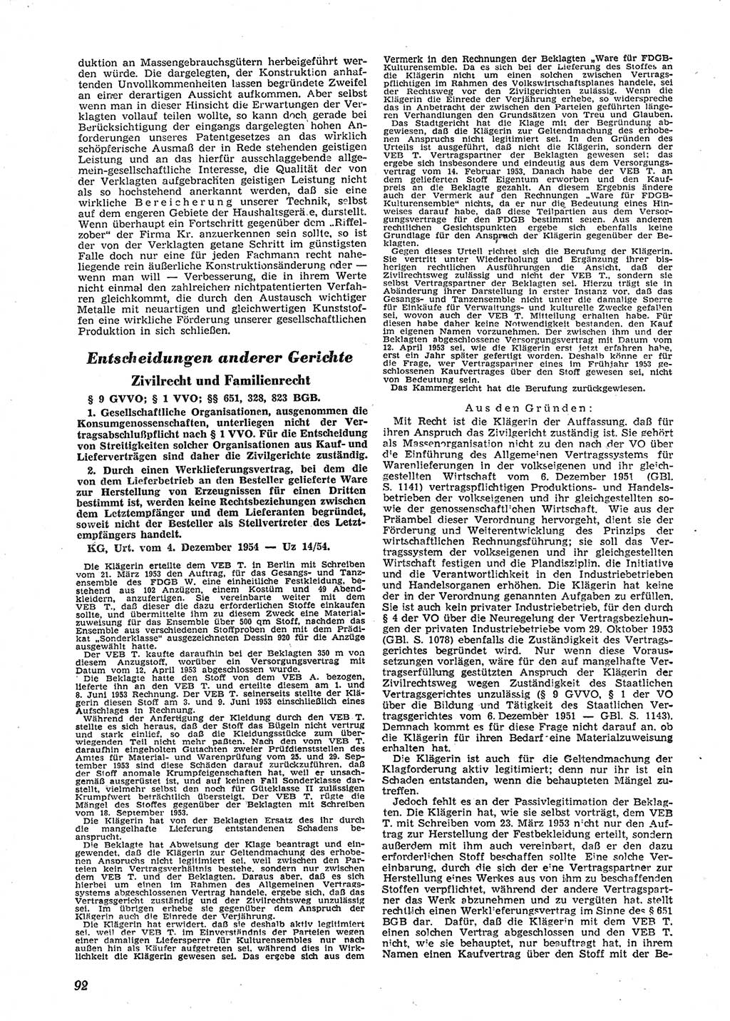 Neue Justiz (NJ), Zeitschrift für Recht und Rechtswissenschaft [Deutsche Demokratische Republik (DDR)], 9. Jahrgang 1955, Seite 92 (NJ DDR 1955, S. 92)