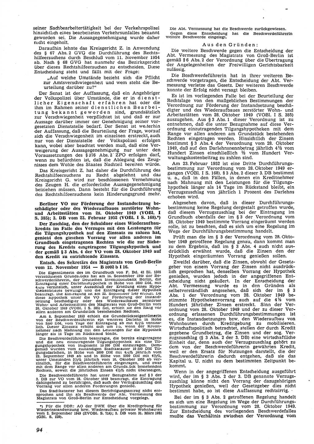 Neue Justiz (NJ), Zeitschrift für Recht und Rechtswissenschaft [Deutsche Demokratische Republik (DDR)], 9. Jahrgang 1955, Seite 94 (NJ DDR 1955, S. 94)