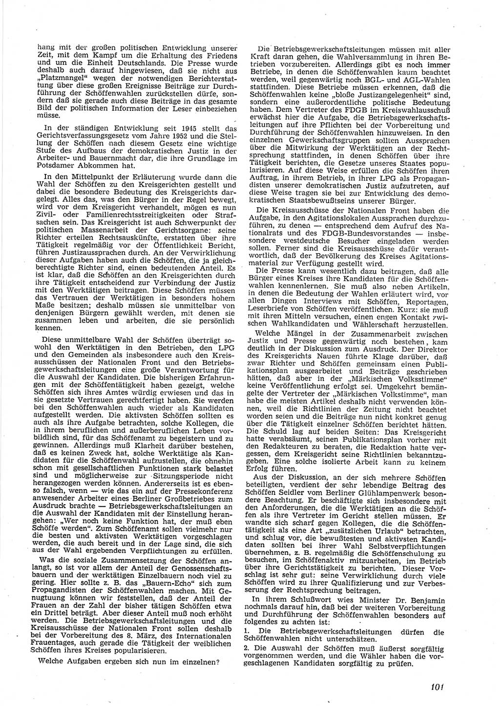 Neue Justiz (NJ), Zeitschrift für Recht und Rechtswissenschaft [Deutsche Demokratische Republik (DDR)], 9. Jahrgang 1955, Seite 101 (NJ DDR 1955, S. 101)