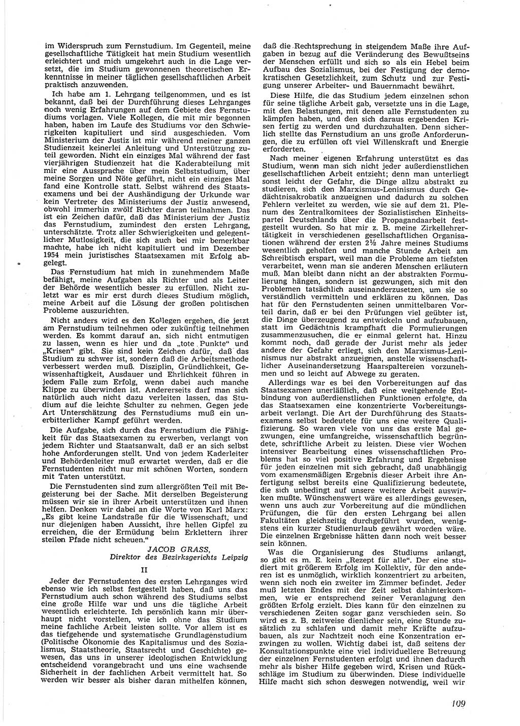 Neue Justiz (NJ), Zeitschrift für Recht und Rechtswissenschaft [Deutsche Demokratische Republik (DDR)], 9. Jahrgang 1955, Seite 109 (NJ DDR 1955, S. 109)