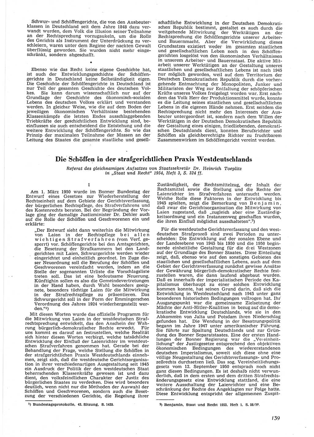 Neue Justiz (NJ), Zeitschrift für Recht und Rechtswissenschaft [Deutsche Demokratische Republik (DDR)], 9. Jahrgang 1955, Seite 139 (NJ DDR 1955, S. 139)