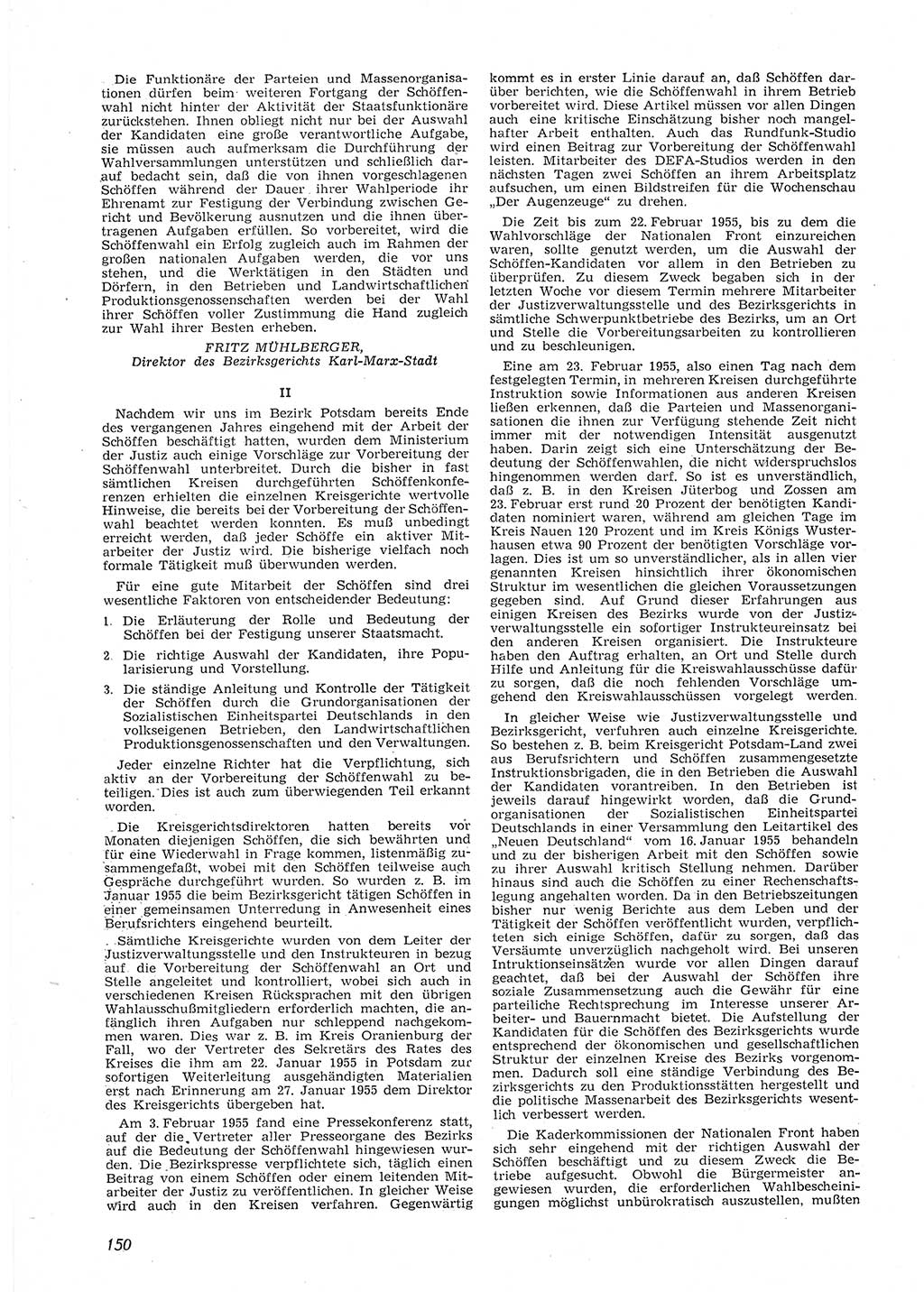 Neue Justiz (NJ), Zeitschrift für Recht und Rechtswissenschaft [Deutsche Demokratische Republik (DDR)], 9. Jahrgang 1955, Seite 150 (NJ DDR 1955, S. 150)