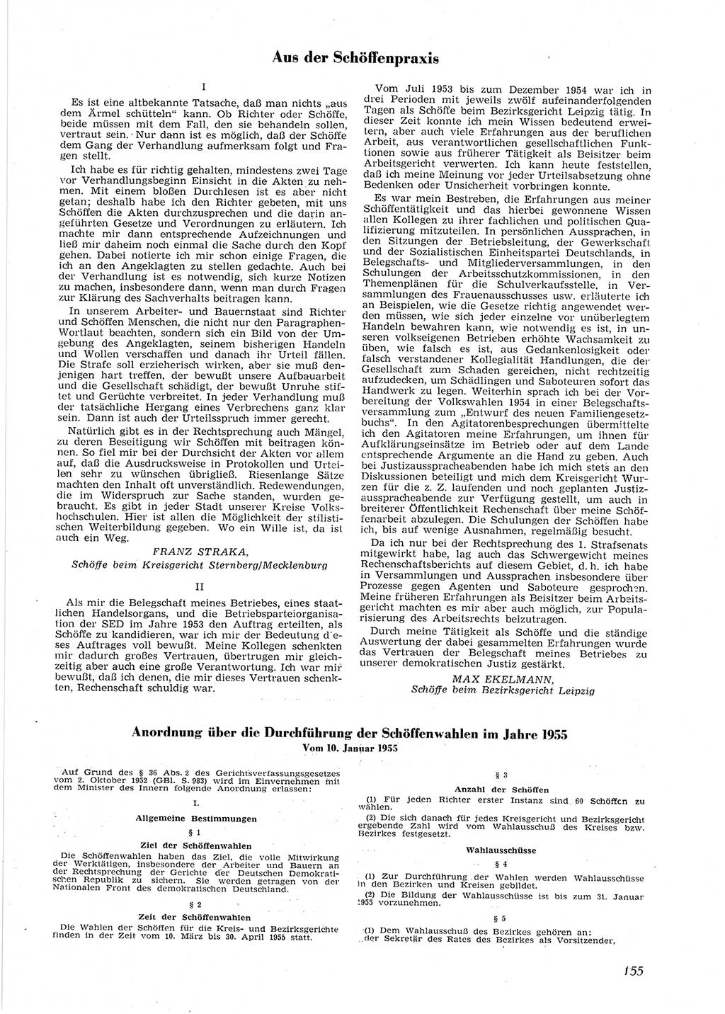 Neue Justiz (NJ), Zeitschrift für Recht und Rechtswissenschaft [Deutsche Demokratische Republik (DDR)], 9. Jahrgang 1955, Seite 155 (NJ DDR 1955, S. 155)
