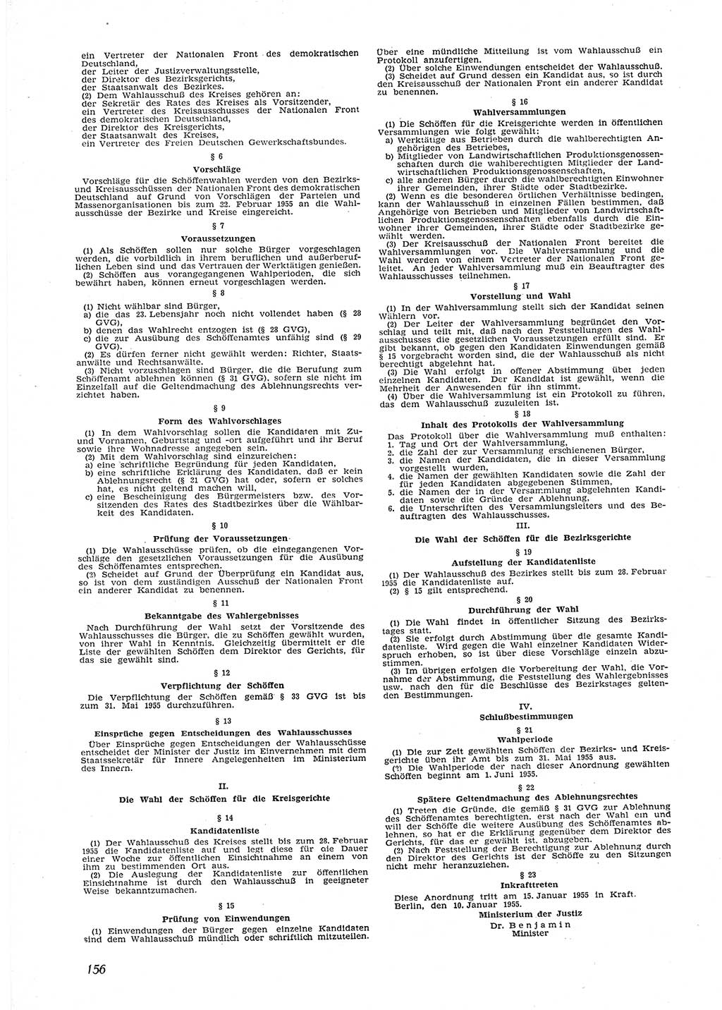 Neue Justiz (NJ), Zeitschrift für Recht und Rechtswissenschaft [Deutsche Demokratische Republik (DDR)], 9. Jahrgang 1955, Seite 156 (NJ DDR 1955, S. 156)