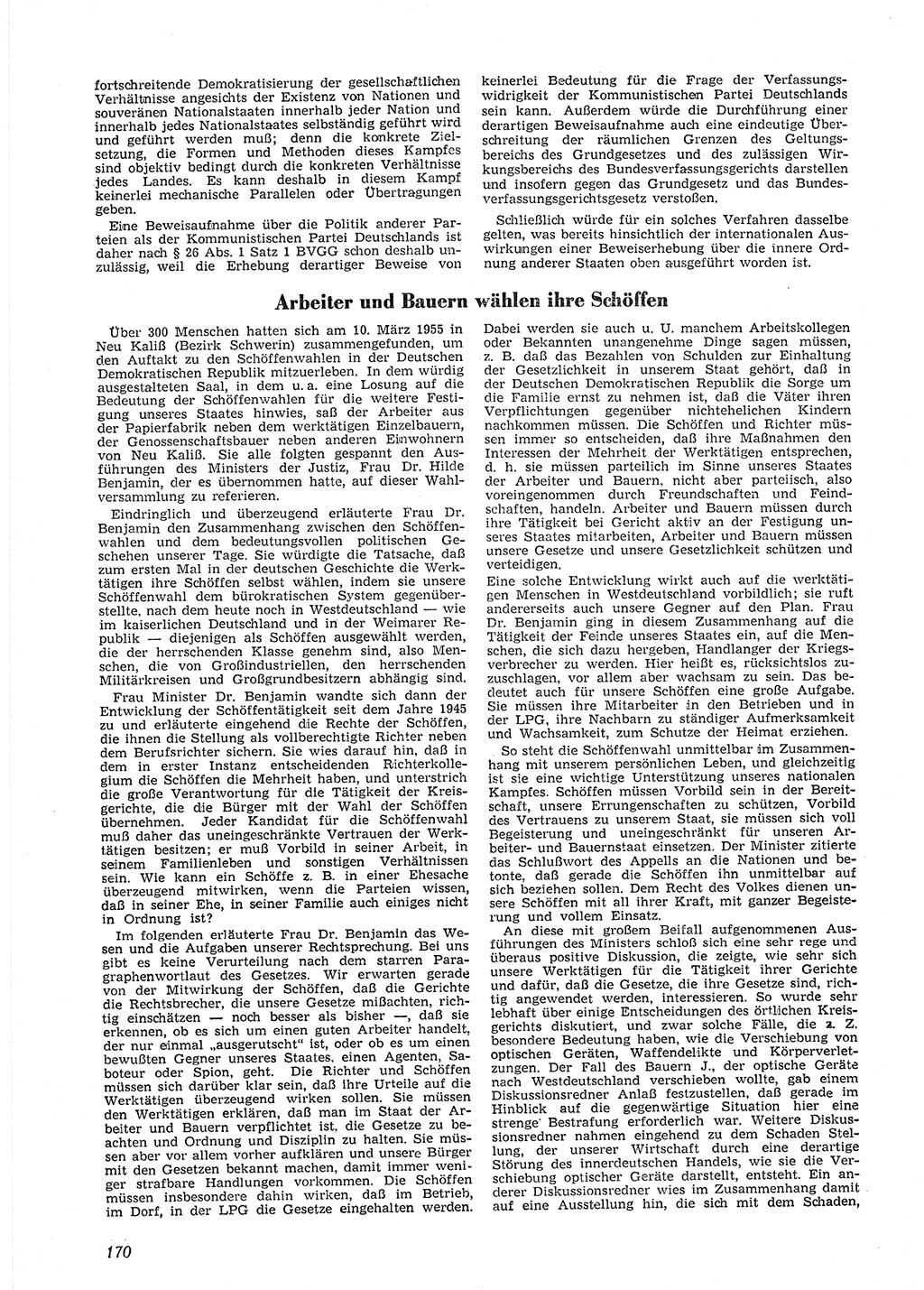 Neue Justiz (NJ), Zeitschrift für Recht und Rechtswissenschaft [Deutsche Demokratische Republik (DDR)], 9. Jahrgang 1955, Seite 170 (NJ DDR 1955, S. 170)