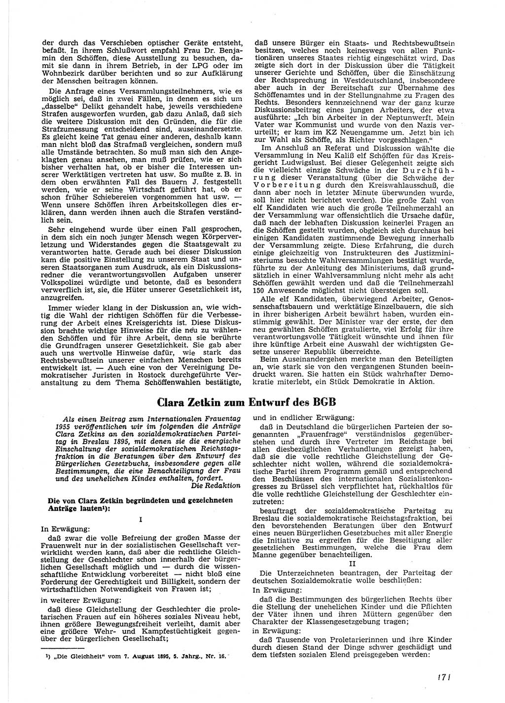 Neue Justiz (NJ), Zeitschrift für Recht und Rechtswissenschaft [Deutsche Demokratische Republik (DDR)], 9. Jahrgang 1955, Seite 171 (NJ DDR 1955, S. 171)