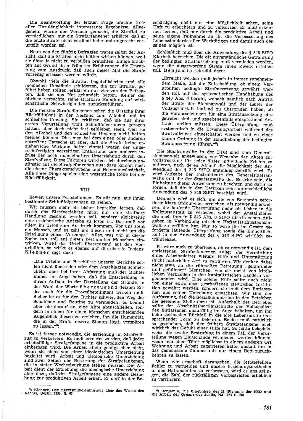 Neue Justiz (NJ), Zeitschrift für Recht und Rechtswissenschaft [Deutsche Demokratische Republik (DDR)], 9. Jahrgang 1955, Seite 181 (NJ DDR 1955, S. 181)
