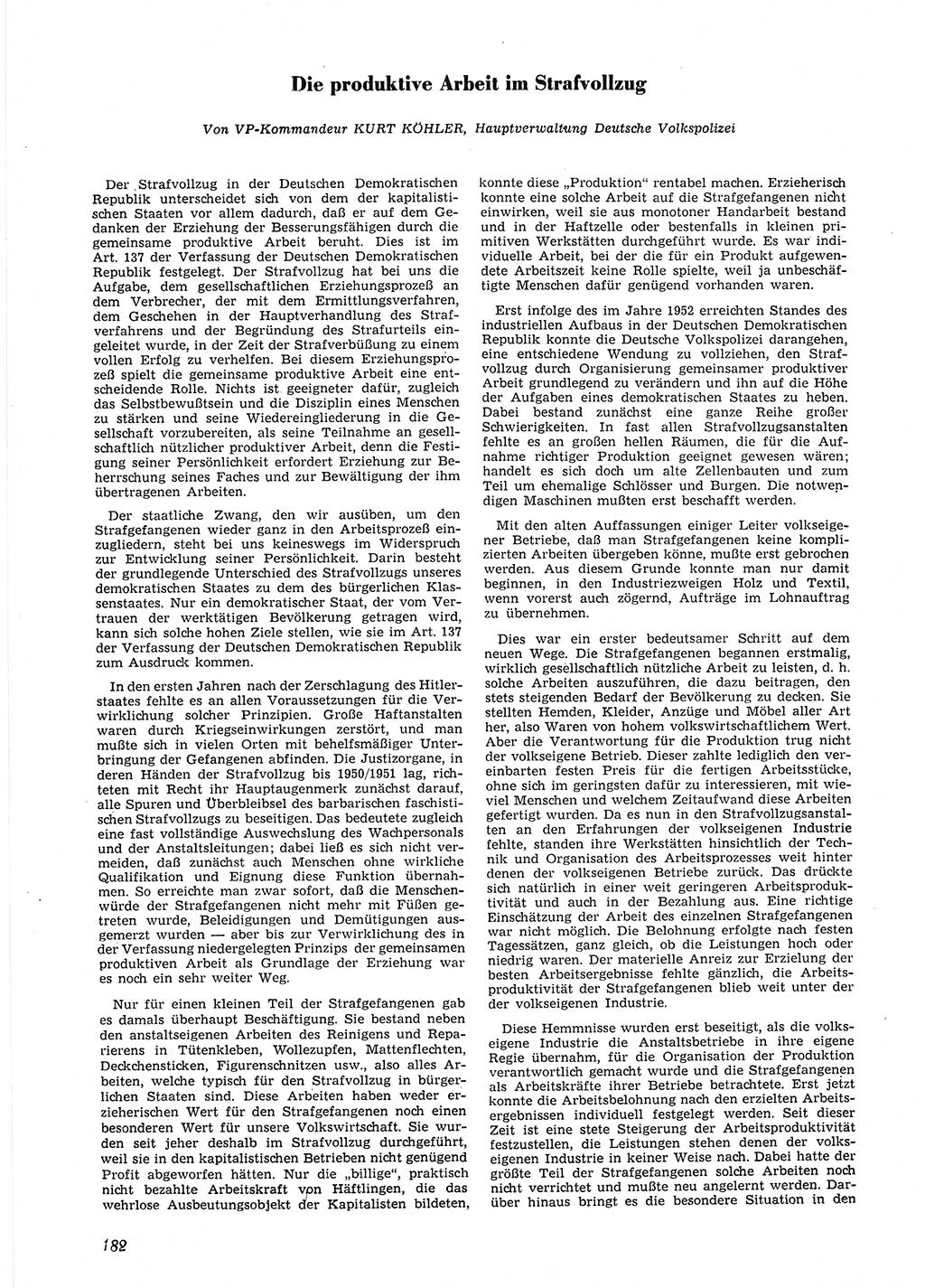 Neue Justiz (NJ), Zeitschrift für Recht und Rechtswissenschaft [Deutsche Demokratische Republik (DDR)], 9. Jahrgang 1955, Seite 182 (NJ DDR 1955, S. 182)