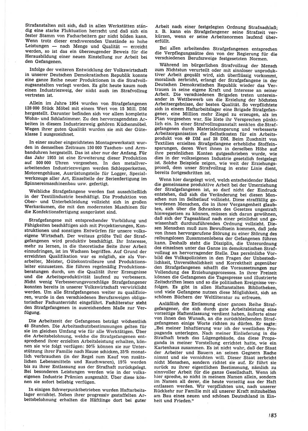 Neue Justiz (NJ), Zeitschrift für Recht und Rechtswissenschaft [Deutsche Demokratische Republik (DDR)], 9. Jahrgang 1955, Seite 183 (NJ DDR 1955, S. 183)
