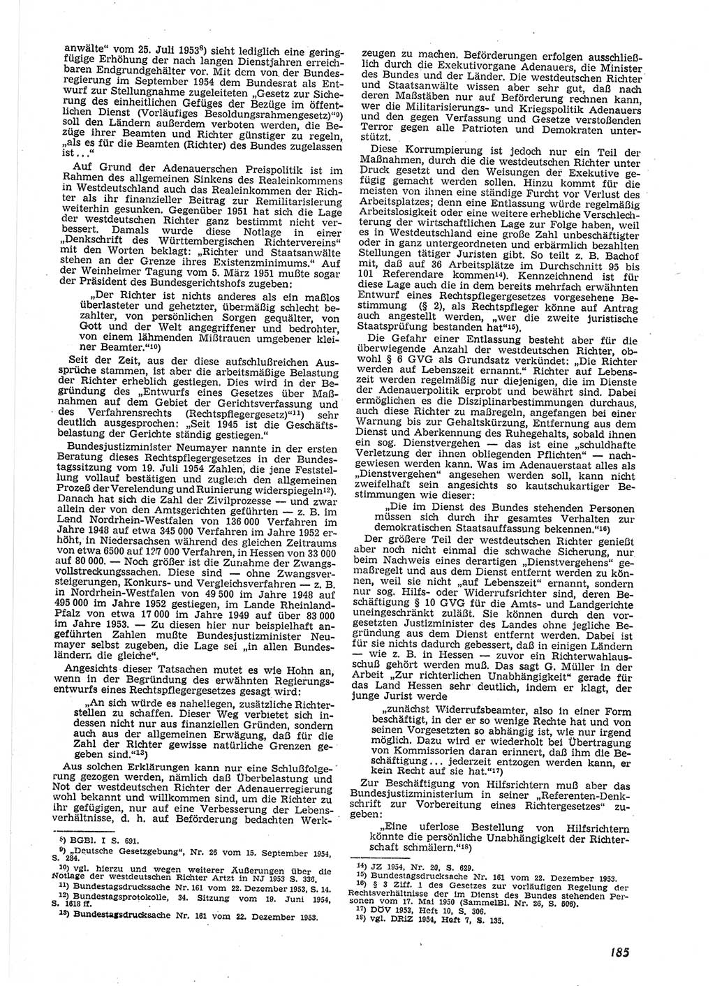 Neue Justiz (NJ), Zeitschrift für Recht und Rechtswissenschaft [Deutsche Demokratische Republik (DDR)], 9. Jahrgang 1955, Seite 185 (NJ DDR 1955, S. 185)