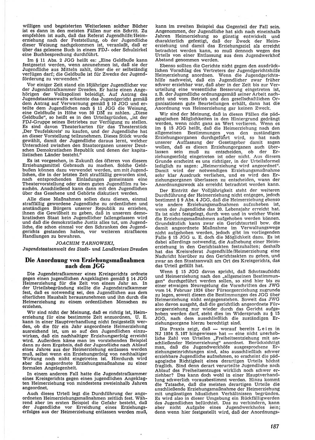 Neue Justiz (NJ), Zeitschrift für Recht und Rechtswissenschaft [Deutsche Demokratische Republik (DDR)], 9. Jahrgang 1955, Seite 187 (NJ DDR 1955, S. 187)