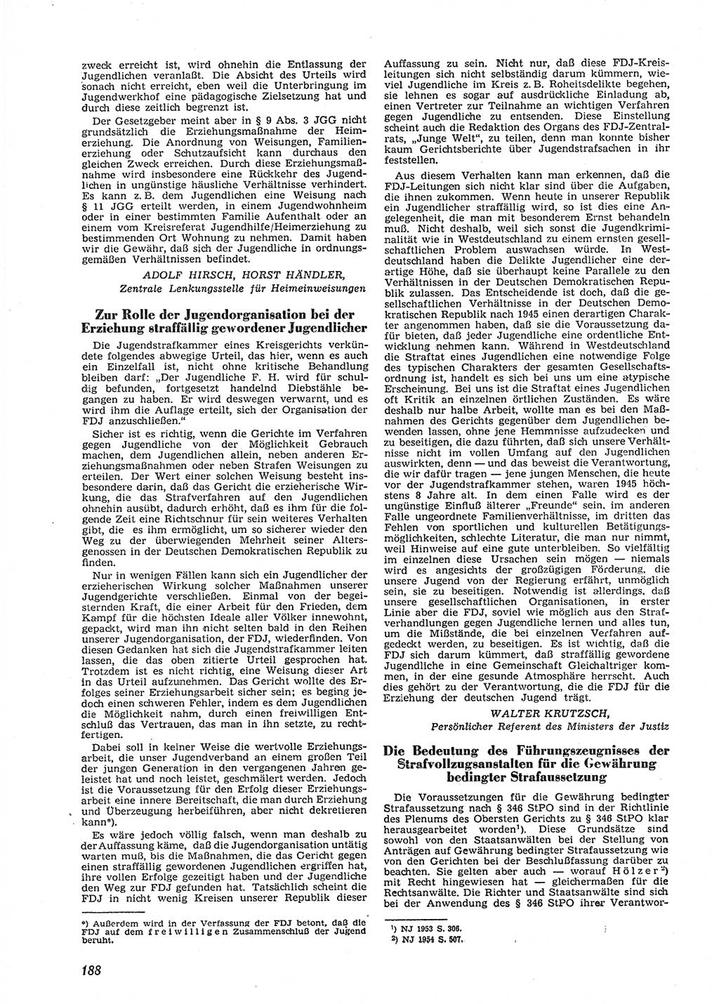 Neue Justiz (NJ), Zeitschrift für Recht und Rechtswissenschaft [Deutsche Demokratische Republik (DDR)], 9. Jahrgang 1955, Seite 188 (NJ DDR 1955, S. 188)