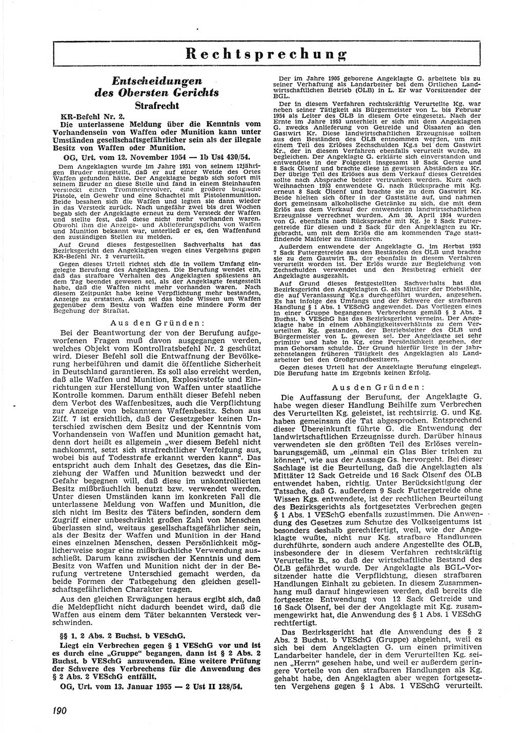 Neue Justiz (NJ), Zeitschrift für Recht und Rechtswissenschaft [Deutsche Demokratische Republik (DDR)], 9. Jahrgang 1955, Seite 190 (NJ DDR 1955, S. 190)