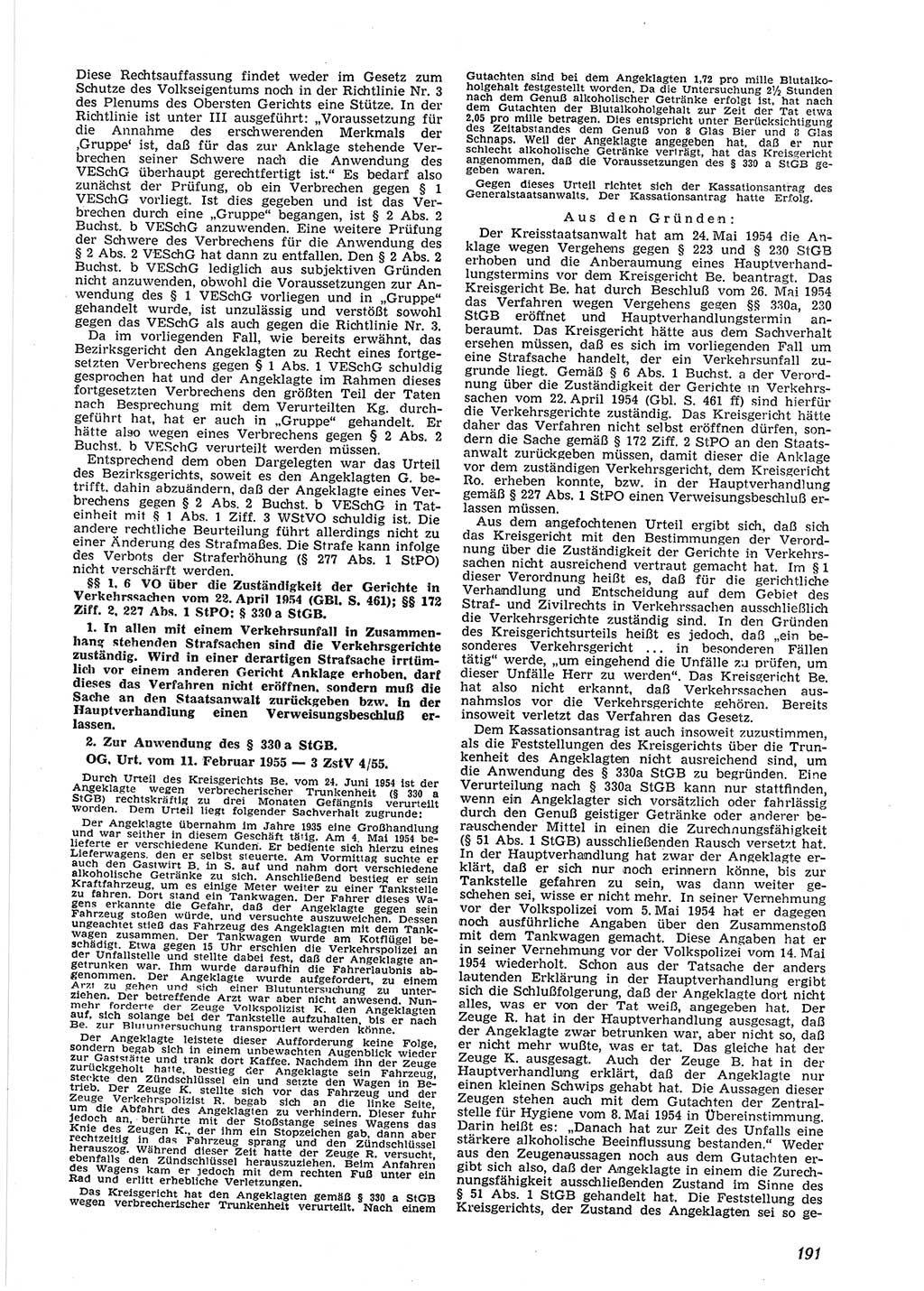 Neue Justiz (NJ), Zeitschrift für Recht und Rechtswissenschaft [Deutsche Demokratische Republik (DDR)], 9. Jahrgang 1955, Seite 191 (NJ DDR 1955, S. 191)
