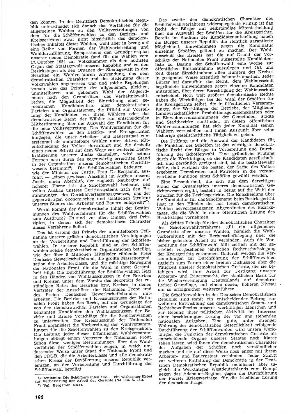 Neue Justiz (NJ), Zeitschrift für Recht und Rechtswissenschaft [Deutsche Demokratische Republik (DDR)], 9. Jahrgang 1955, Seite 196 (NJ DDR 1955, S. 196)