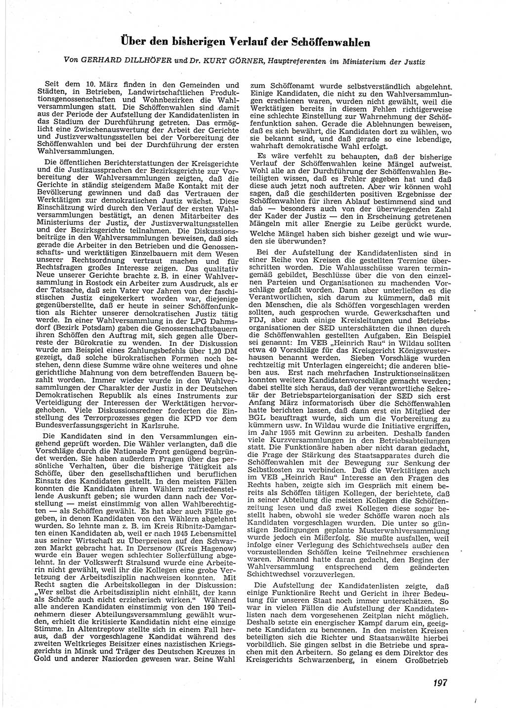 Neue Justiz (NJ), Zeitschrift für Recht und Rechtswissenschaft [Deutsche Demokratische Republik (DDR)], 9. Jahrgang 1955, Seite 197 (NJ DDR 1955, S. 197)
