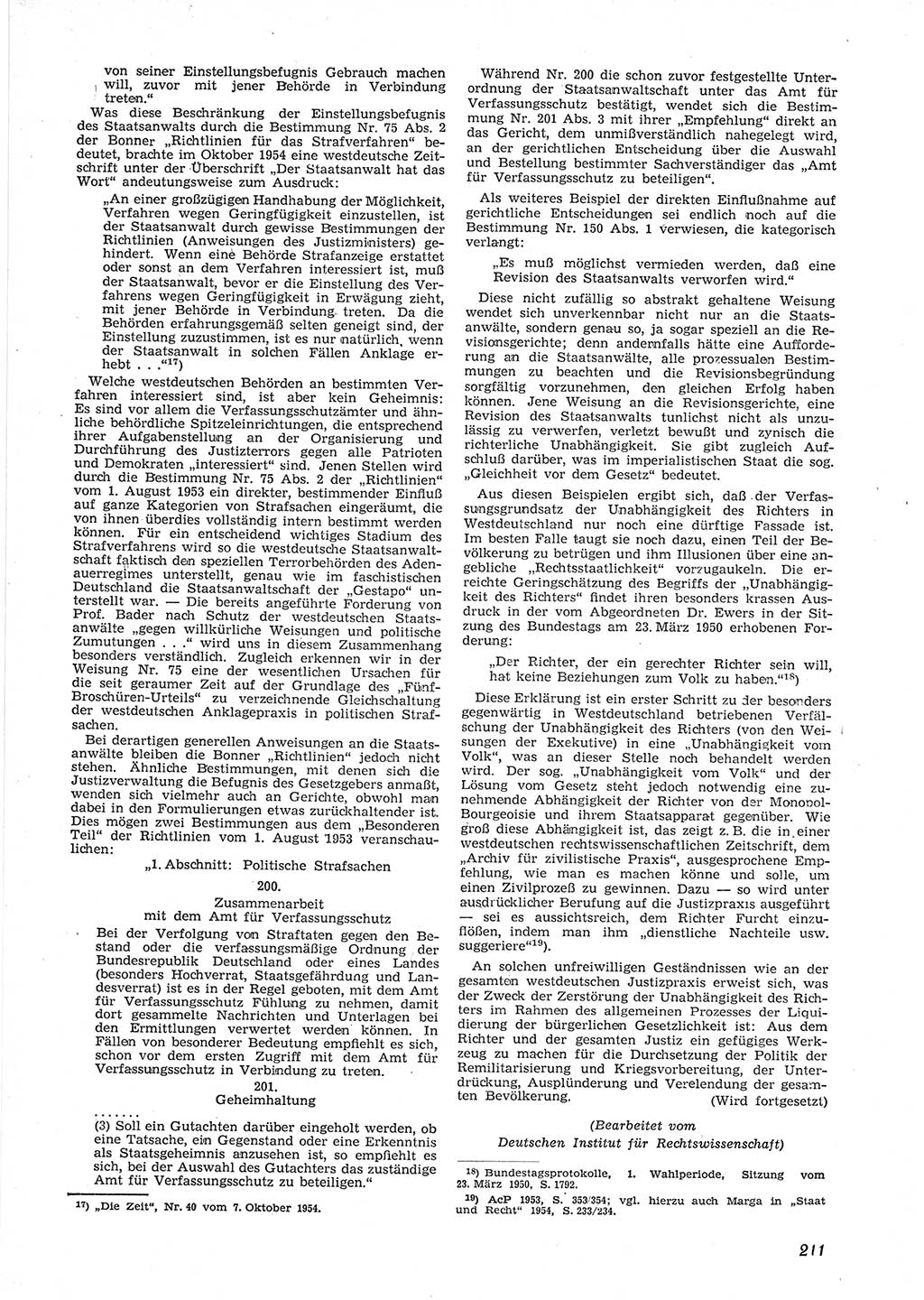 Neue Justiz (NJ), Zeitschrift für Recht und Rechtswissenschaft [Deutsche Demokratische Republik (DDR)], 9. Jahrgang 1955, Seite 211 (NJ DDR 1955, S. 211)