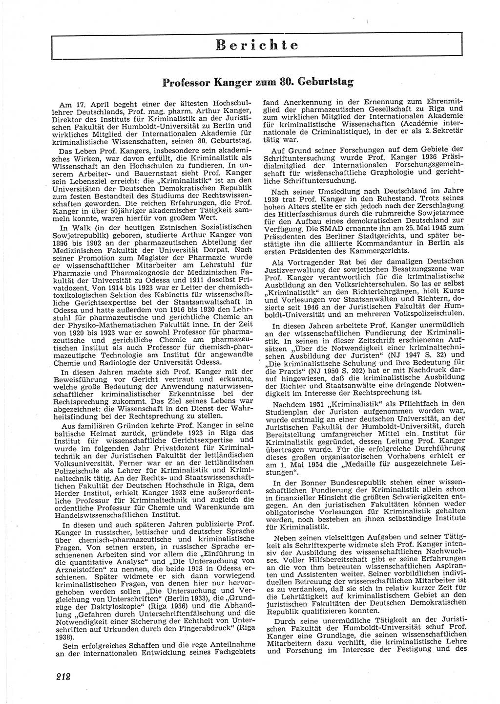 Neue Justiz (NJ), Zeitschrift für Recht und Rechtswissenschaft [Deutsche Demokratische Republik (DDR)], 9. Jahrgang 1955, Seite 212 (NJ DDR 1955, S. 212)