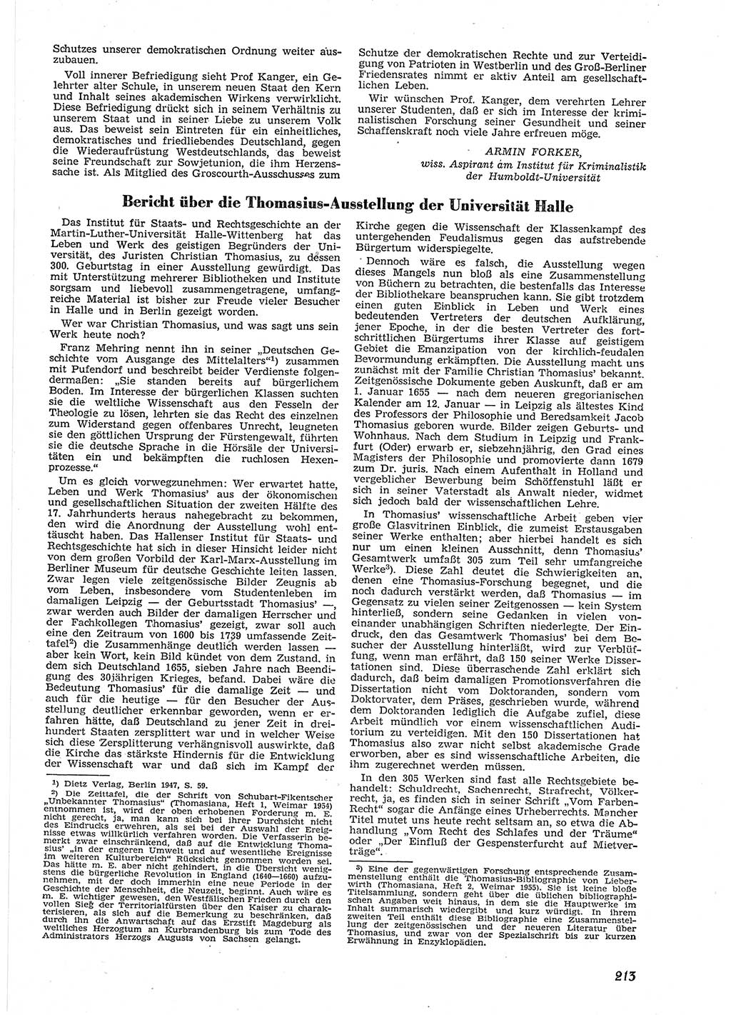 Neue Justiz (NJ), Zeitschrift für Recht und Rechtswissenschaft [Deutsche Demokratische Republik (DDR)], 9. Jahrgang 1955, Seite 213 (NJ DDR 1955, S. 213)