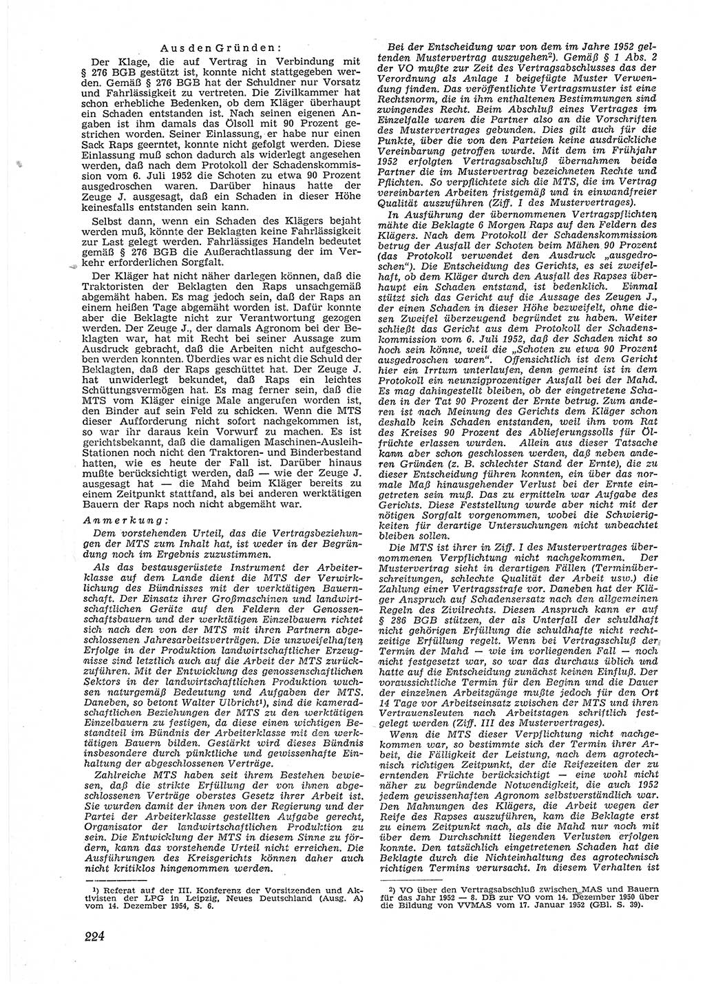 Neue Justiz (NJ), Zeitschrift für Recht und Rechtswissenschaft [Deutsche Demokratische Republik (DDR)], 9. Jahrgang 1955, Seite 224 (NJ DDR 1955, S. 224)
