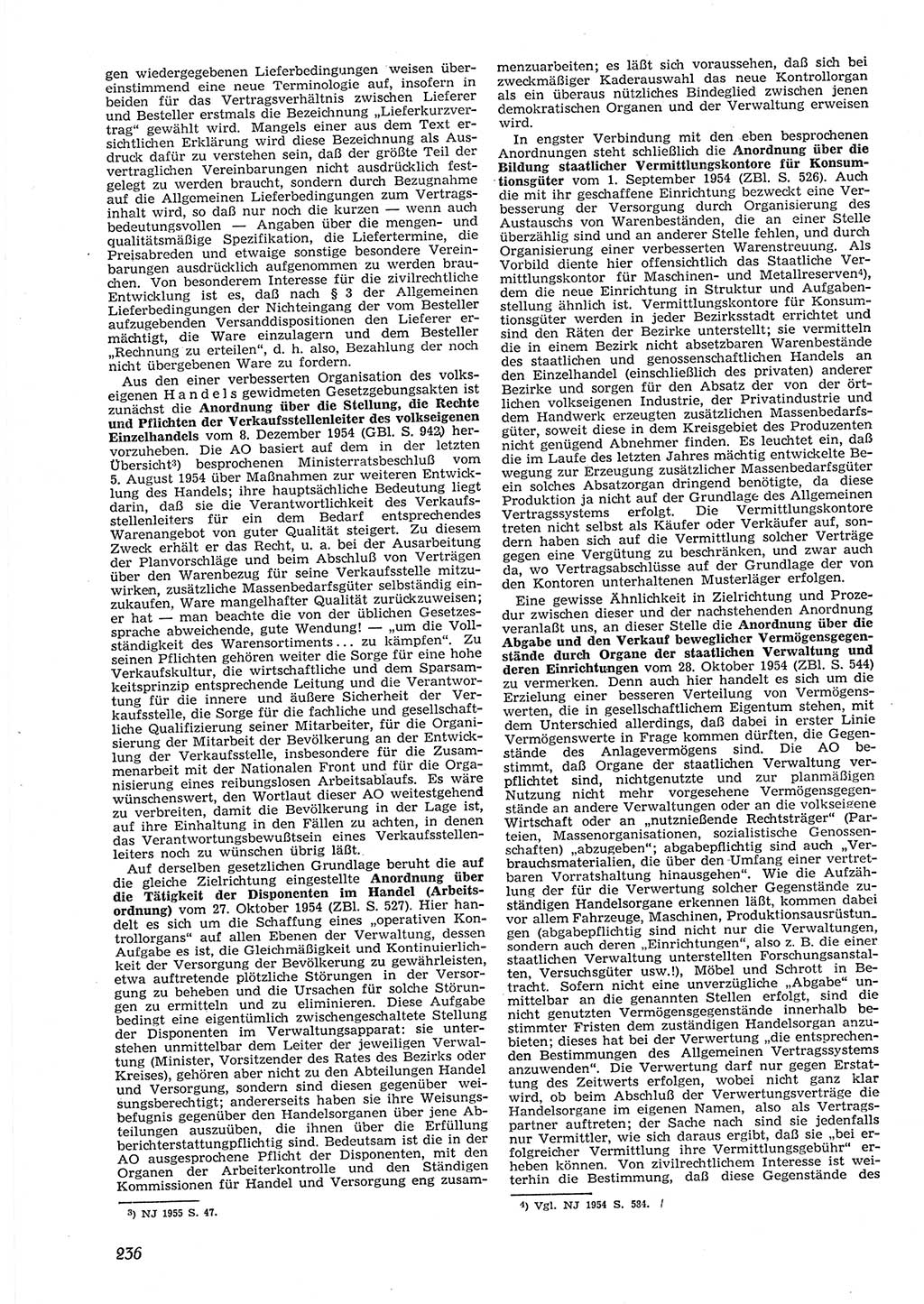Neue Justiz (NJ), Zeitschrift für Recht und Rechtswissenschaft [Deutsche Demokratische Republik (DDR)], 9. Jahrgang 1955, Seite 236 (NJ DDR 1955, S. 236)