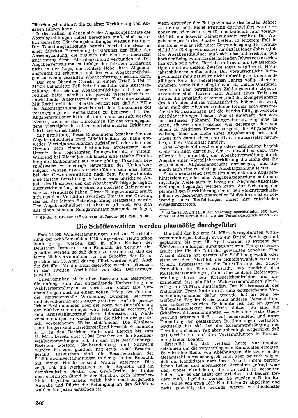 Neue Justiz (NJ), Zeitschrift für Recht und Rechtswissenschaft [Deutsche Demokratische Republik (DDR)], 9. Jahrgang 1955, Seite 246 (NJ DDR 1955, S. 246)