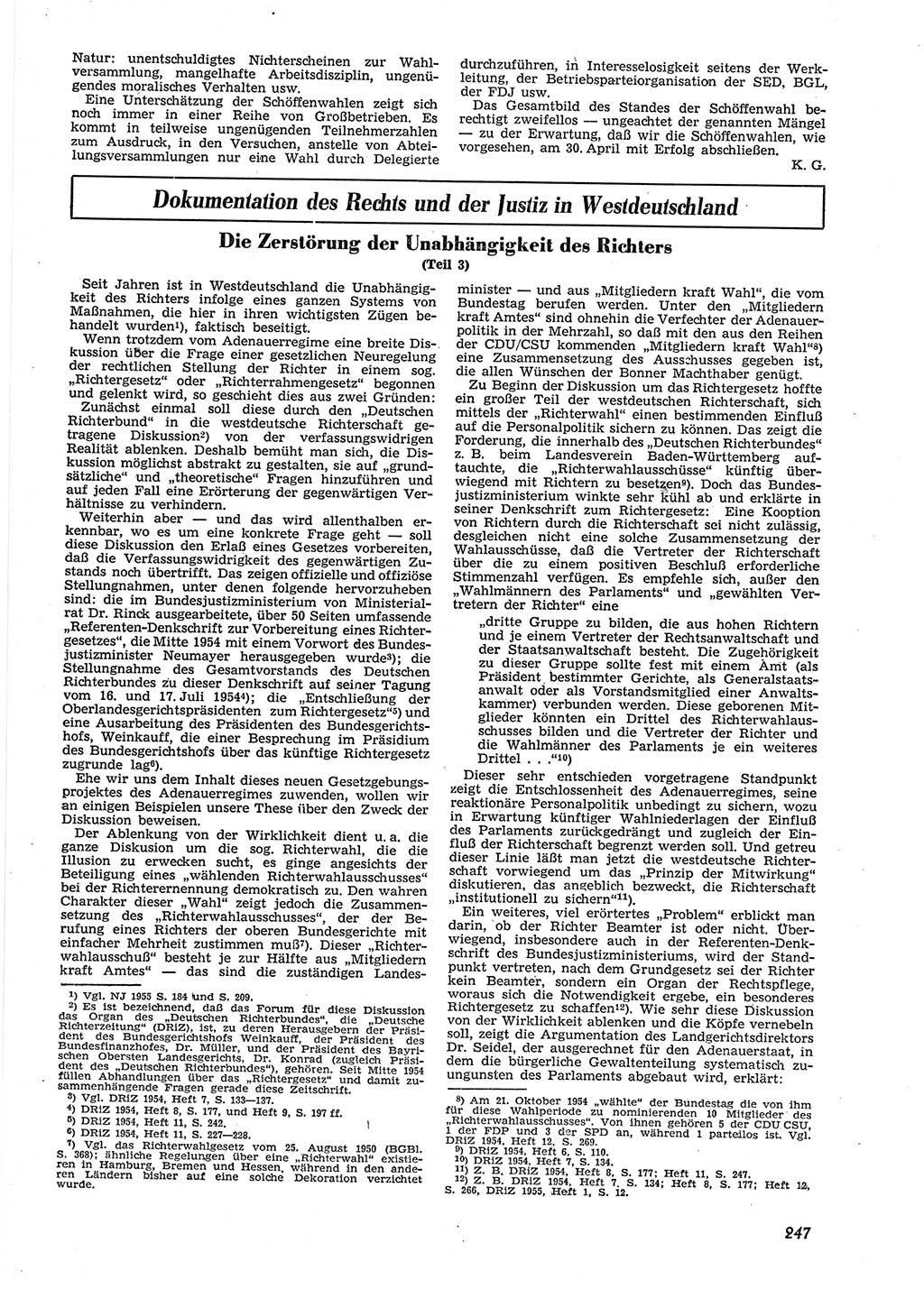 Neue Justiz (NJ), Zeitschrift für Recht und Rechtswissenschaft [Deutsche Demokratische Republik (DDR)], 9. Jahrgang 1955, Seite 247 (NJ DDR 1955, S. 247)