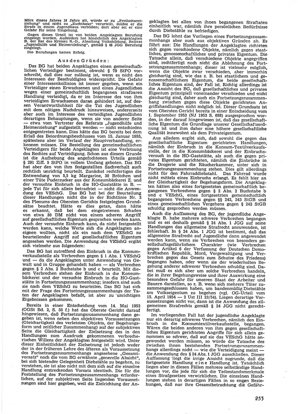 Neue Justiz (NJ), Zeitschrift für Recht und Rechtswissenschaft [Deutsche Demokratische Republik (DDR)], 9. Jahrgang 1955, Seite 253 (NJ DDR 1955, S. 253)
