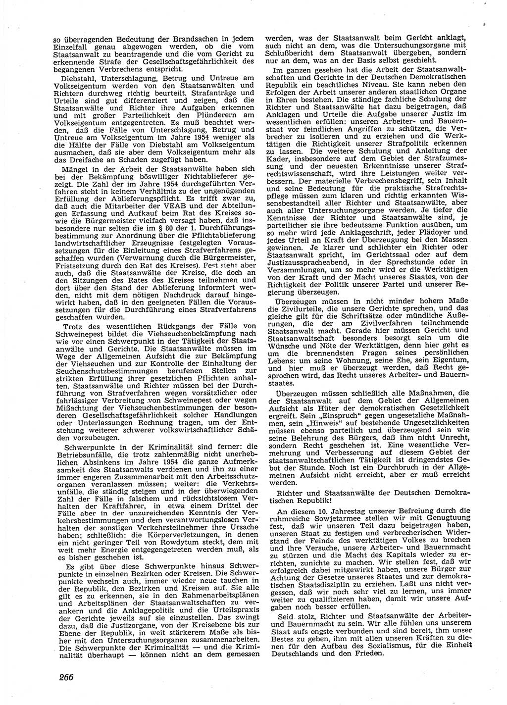 Neue Justiz (NJ), Zeitschrift für Recht und Rechtswissenschaft [Deutsche Demokratische Republik (DDR)], 9. Jahrgang 1955, Seite 266 (NJ DDR 1955, S. 266)