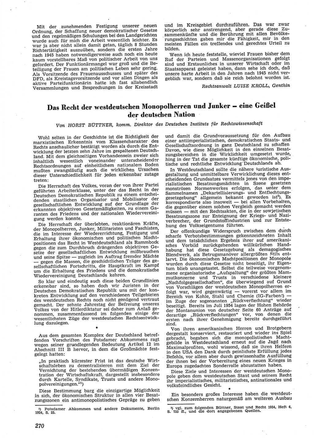 Neue Justiz (NJ), Zeitschrift für Recht und Rechtswissenschaft [Deutsche Demokratische Republik (DDR)], 9. Jahrgang 1955, Seite 270 (NJ DDR 1955, S. 270)