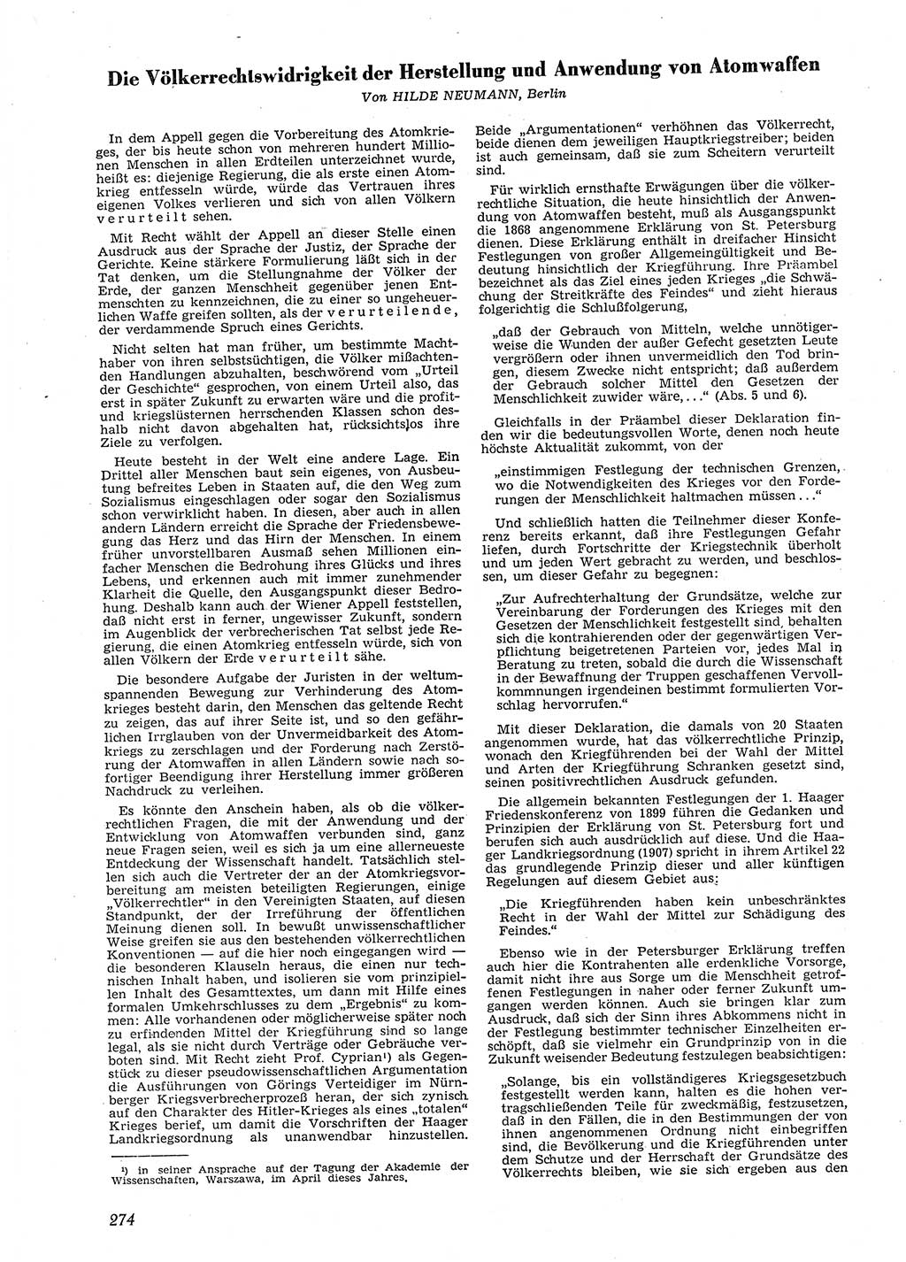 Neue Justiz (NJ), Zeitschrift für Recht und Rechtswissenschaft [Deutsche Demokratische Republik (DDR)], 9. Jahrgang 1955, Seite 274 (NJ DDR 1955, S. 274)