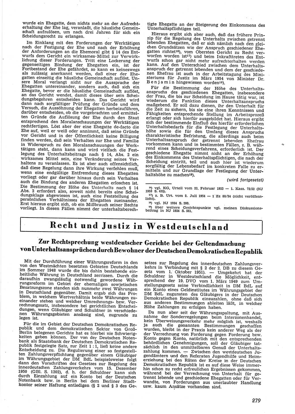 Neue Justiz (NJ), Zeitschrift für Recht und Rechtswissenschaft [Deutsche Demokratische Republik (DDR)], 9. Jahrgang 1955, Seite 279 (NJ DDR 1955, S. 279)