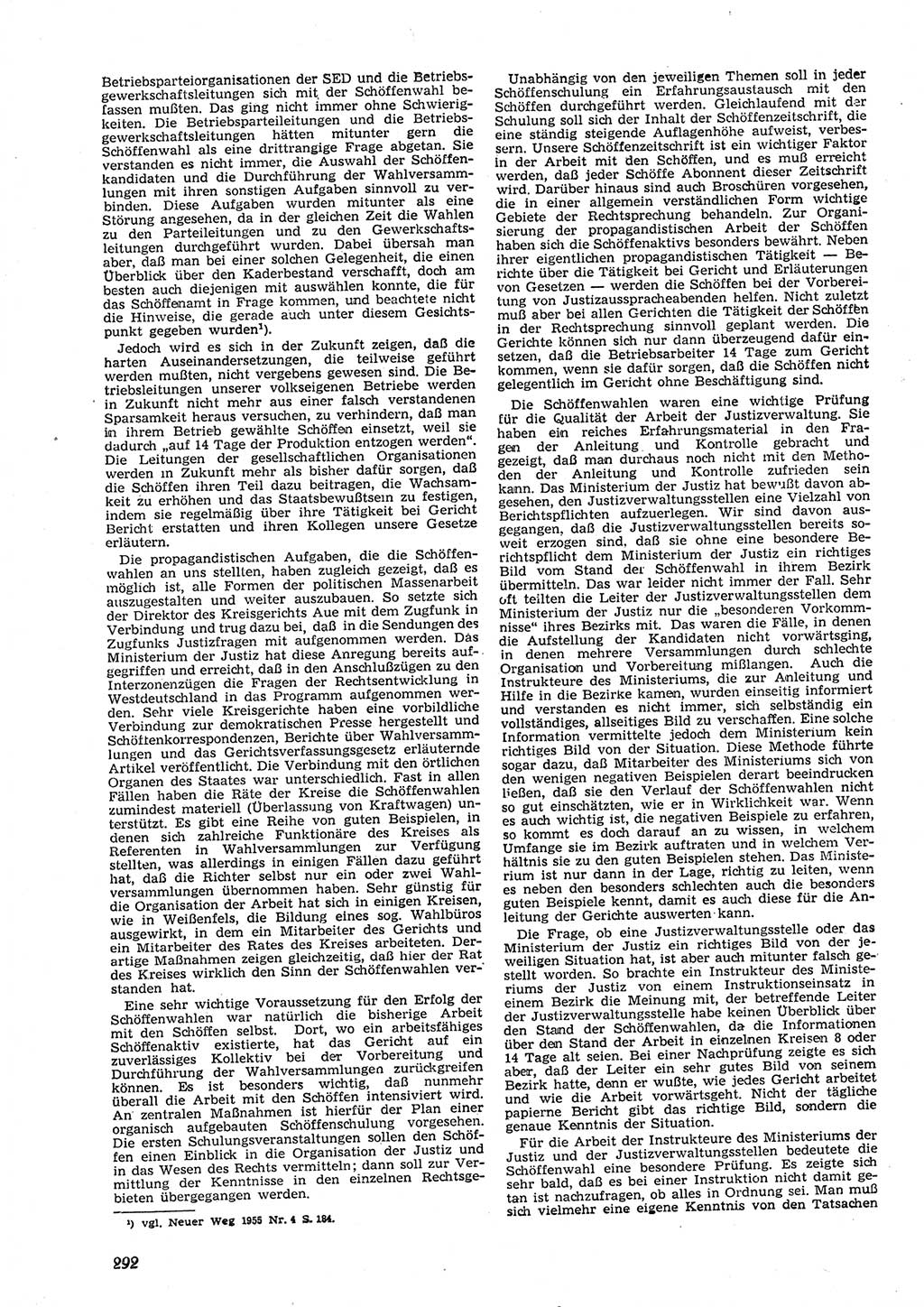 Neue Justiz (NJ), Zeitschrift für Recht und Rechtswissenschaft [Deutsche Demokratische Republik (DDR)], 9. Jahrgang 1955, Seite 292 (NJ DDR 1955, S. 292)