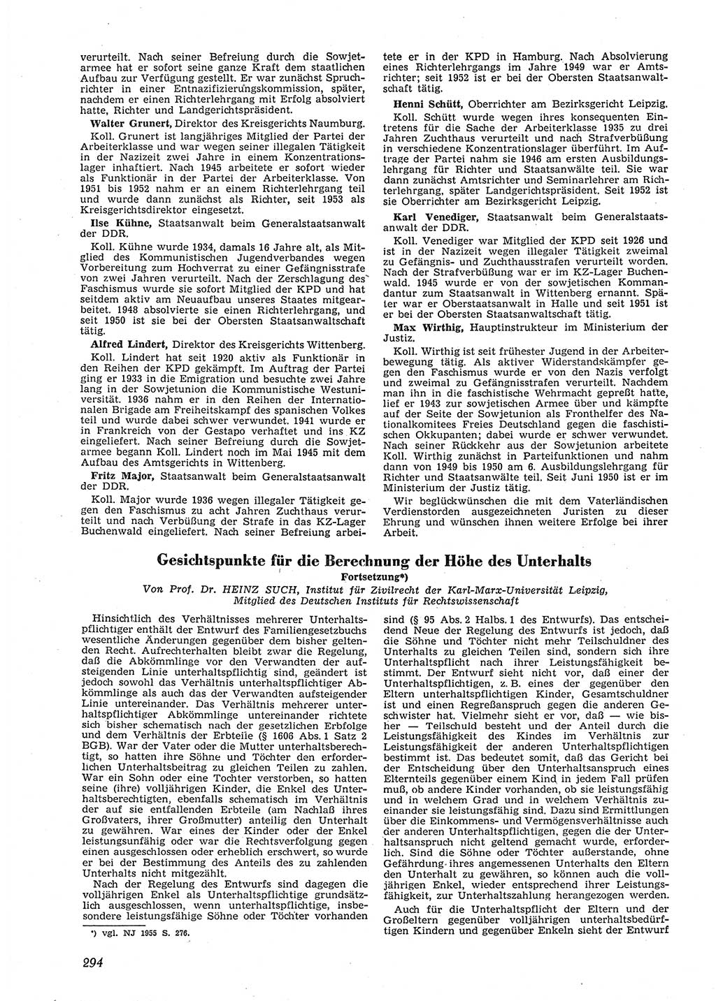 Neue Justiz (NJ), Zeitschrift für Recht und Rechtswissenschaft [Deutsche Demokratische Republik (DDR)], 9. Jahrgang 1955, Seite 294 (NJ DDR 1955, S. 294)