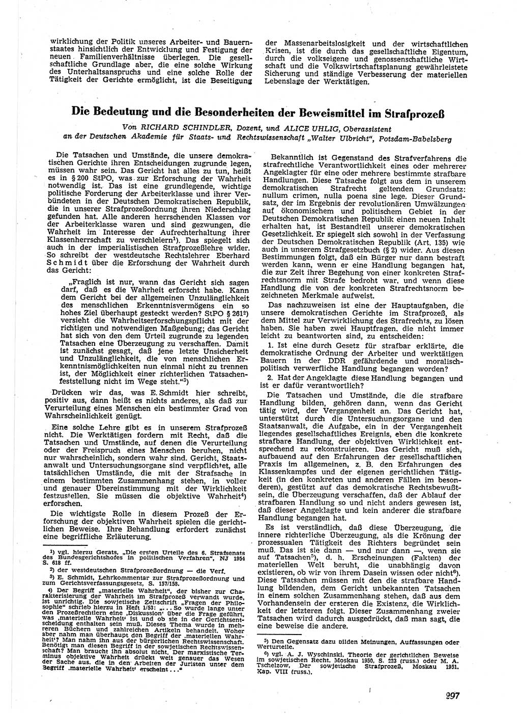 Neue Justiz (NJ), Zeitschrift für Recht und Rechtswissenschaft [Deutsche Demokratische Republik (DDR)], 9. Jahrgang 1955, Seite 297 (NJ DDR 1955, S. 297)