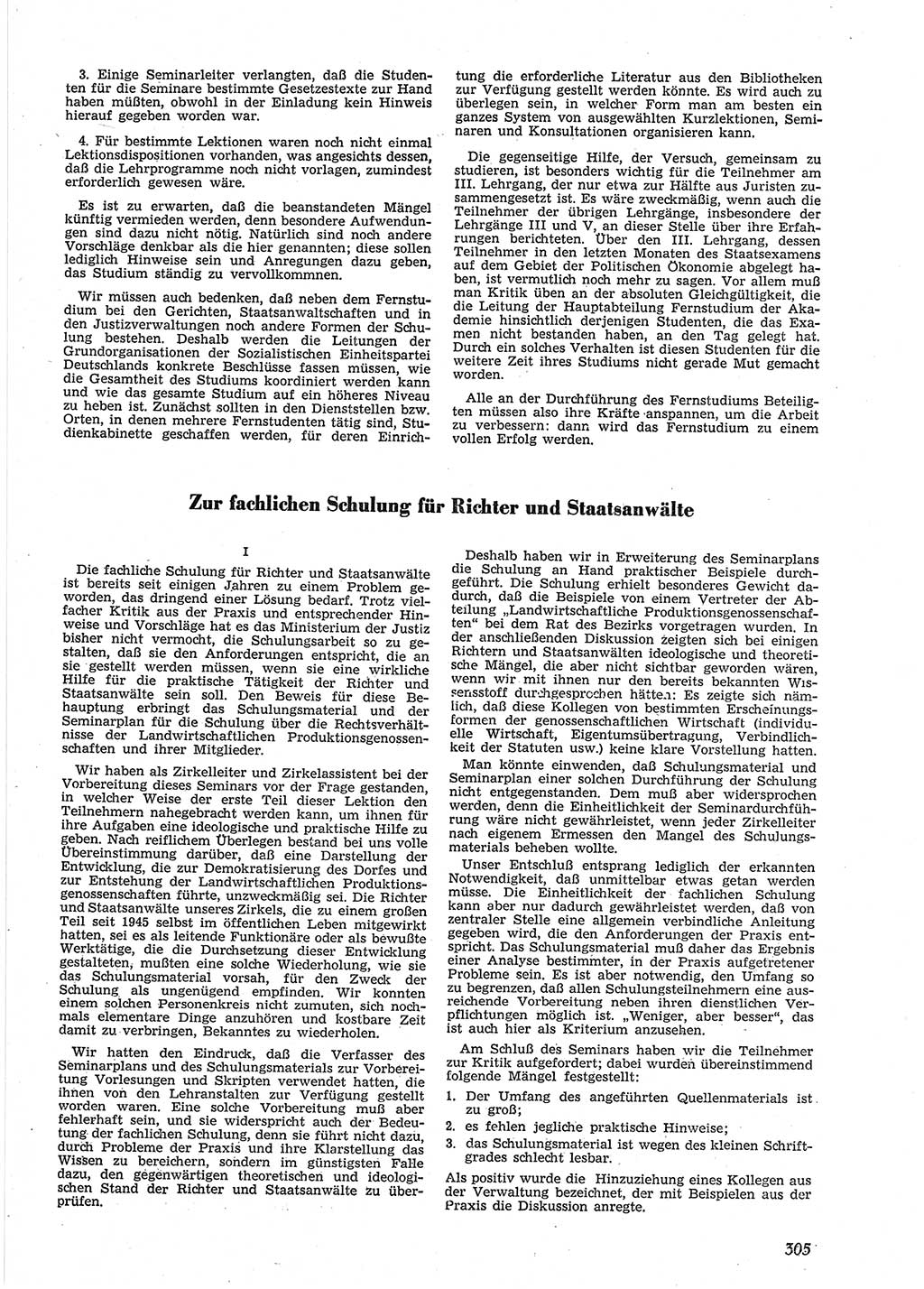 Neue Justiz (NJ), Zeitschrift für Recht und Rechtswissenschaft [Deutsche Demokratische Republik (DDR)], 9. Jahrgang 1955, Seite 305 (NJ DDR 1955, S. 305)