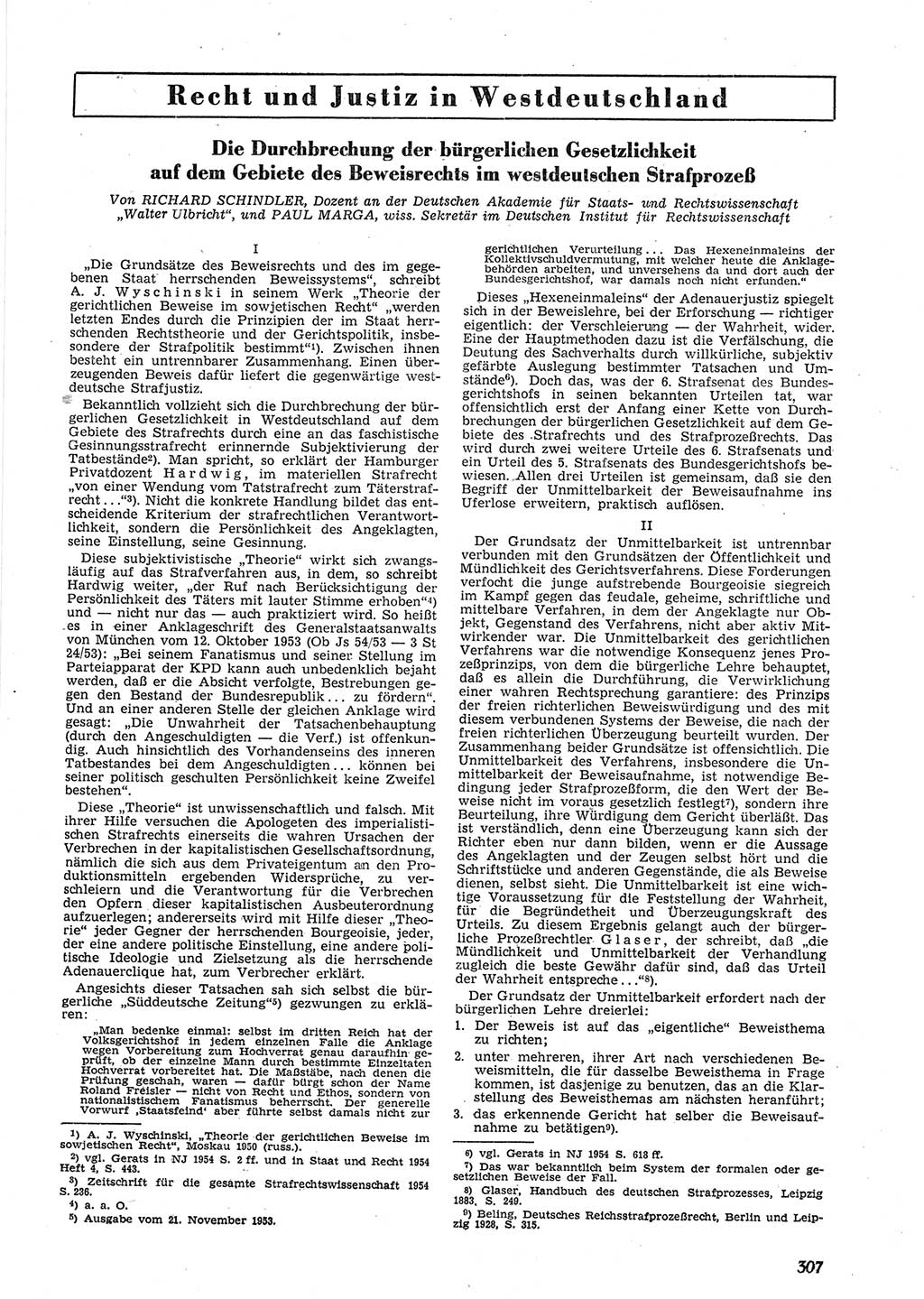 Neue Justiz (NJ), Zeitschrift für Recht und Rechtswissenschaft [Deutsche Demokratische Republik (DDR)], 9. Jahrgang 1955, Seite 307 (NJ DDR 1955, S. 307)