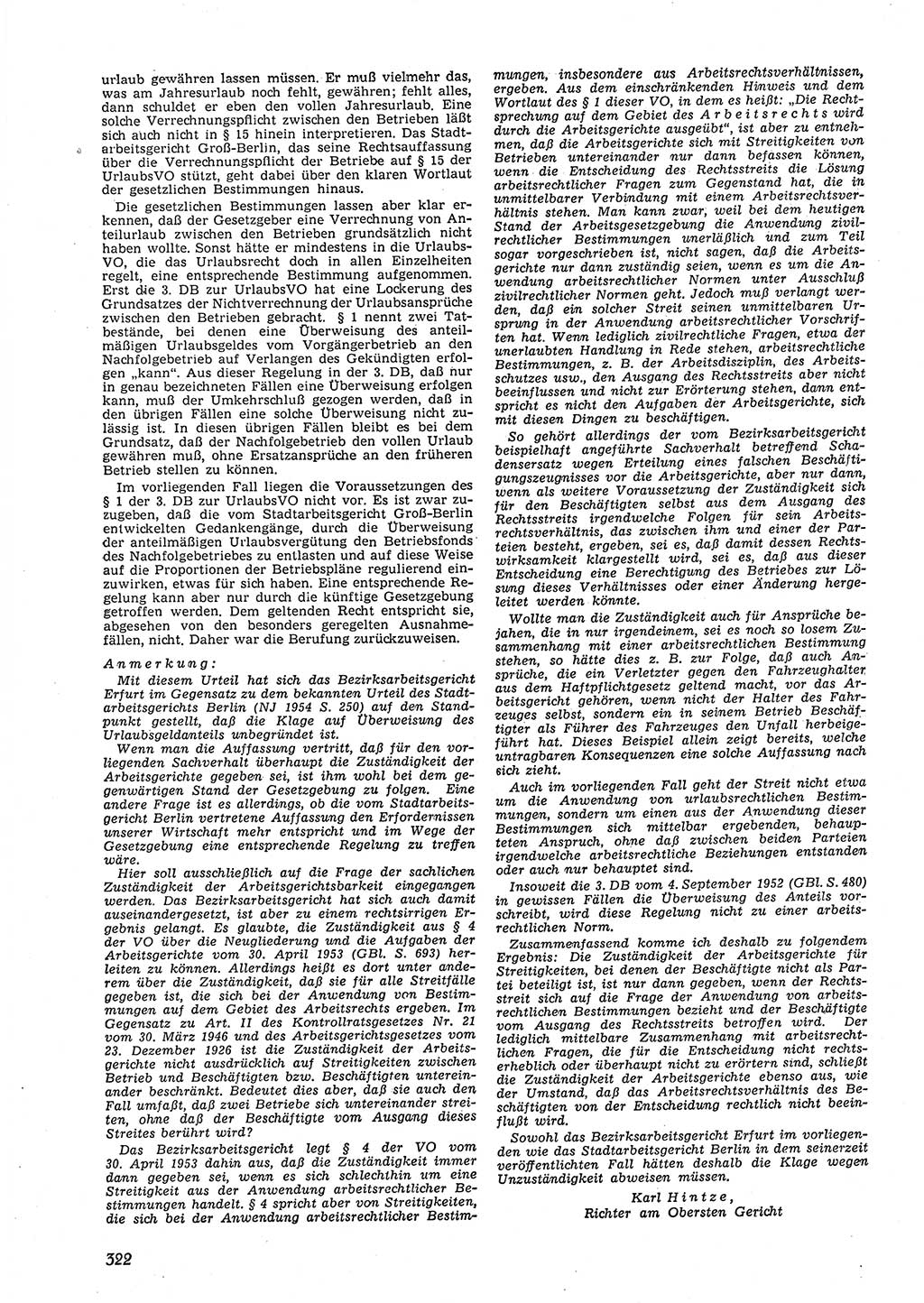 Neue Justiz (NJ), Zeitschrift für Recht und Rechtswissenschaft [Deutsche Demokratische Republik (DDR)], 9. Jahrgang 1955, Seite 322 (NJ DDR 1955, S. 322)