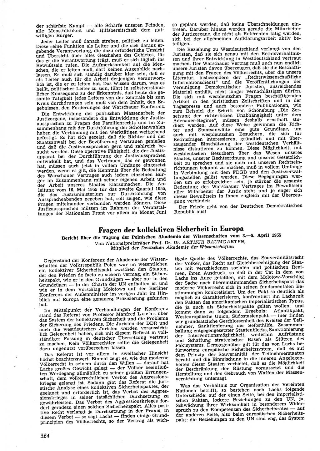 Neue Justiz (NJ), Zeitschrift für Recht und Rechtswissenschaft [Deutsche Demokratische Republik (DDR)], 9. Jahrgang 1955, Seite 324 (NJ DDR 1955, S. 324)
