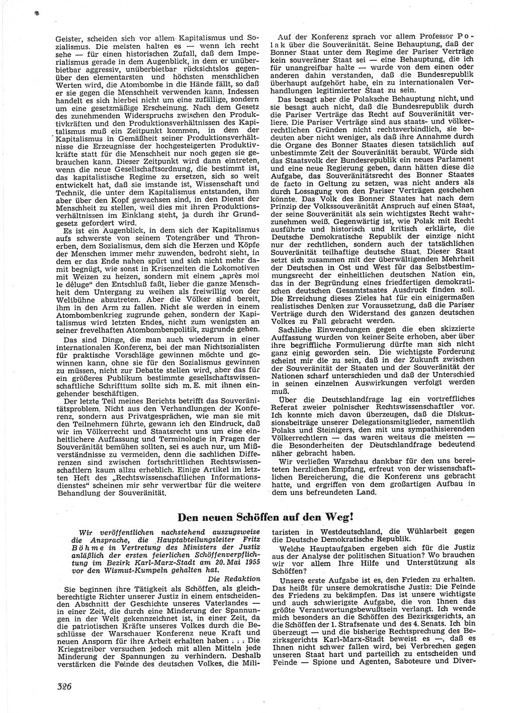 Neue Justiz (NJ), Zeitschrift für Recht und Rechtswissenschaft [Deutsche Demokratische Republik (DDR)], 9. Jahrgang 1955, Seite 326 (NJ DDR 1955, S. 326)