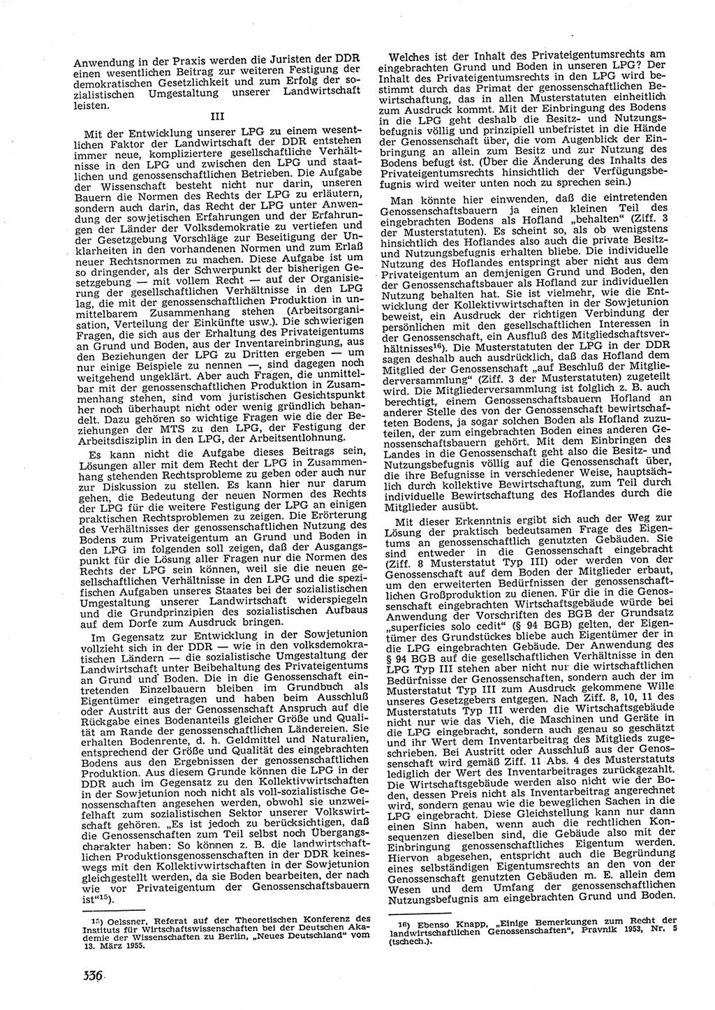 Neue Justiz (NJ), Zeitschrift für Recht und Rechtswissenschaft [Deutsche Demokratische Republik (DDR)], 9. Jahrgang 1955, Seite 336 (NJ DDR 1955, S. 336)