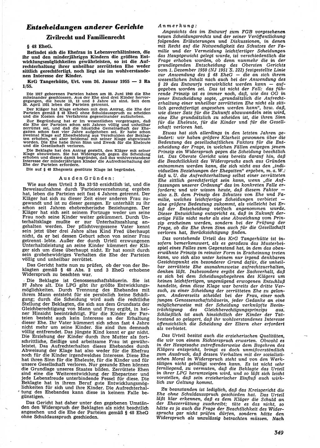 Neue Justiz (NJ), Zeitschrift für Recht und Rechtswissenschaft [Deutsche Demokratische Republik (DDR)], 9. Jahrgang 1955, Seite 349 (NJ DDR 1955, S. 349)