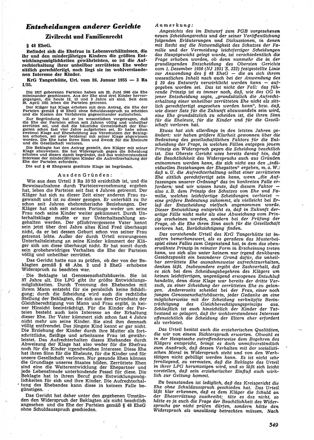 Neue Justiz (NJ), Zeitschrift für Recht und Rechtswissenschaft [Deutsche Demokratische Republik (DDR)], 9. Jahrgang 1955, Seite 349 (NJ DDR 1955, S. 349)
