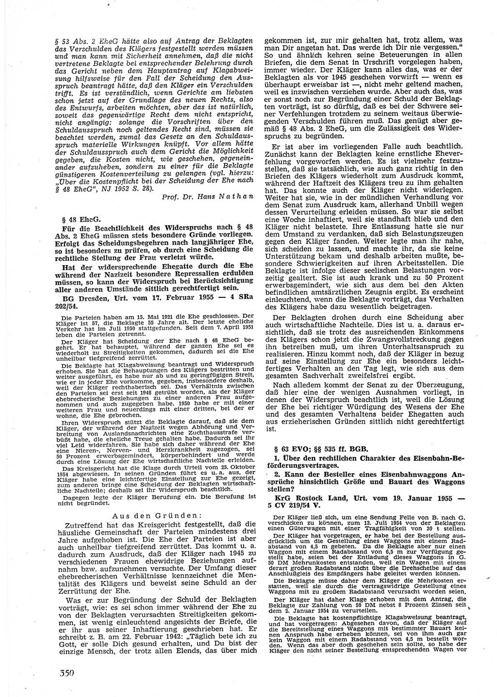 Neue Justiz (NJ), Zeitschrift für Recht und Rechtswissenschaft [Deutsche Demokratische Republik (DDR)], 9. Jahrgang 1955, Seite 350 (NJ DDR 1955, S. 350)