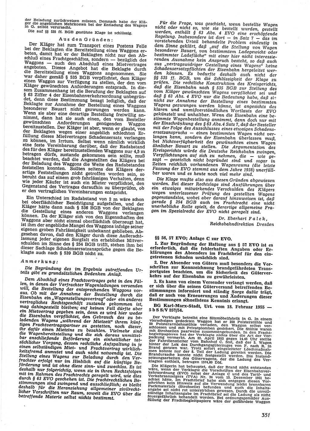 Neue Justiz (NJ), Zeitschrift für Recht und Rechtswissenschaft [Deutsche Demokratische Republik (DDR)], 9. Jahrgang 1955, Seite 351 (NJ DDR 1955, S. 351)
