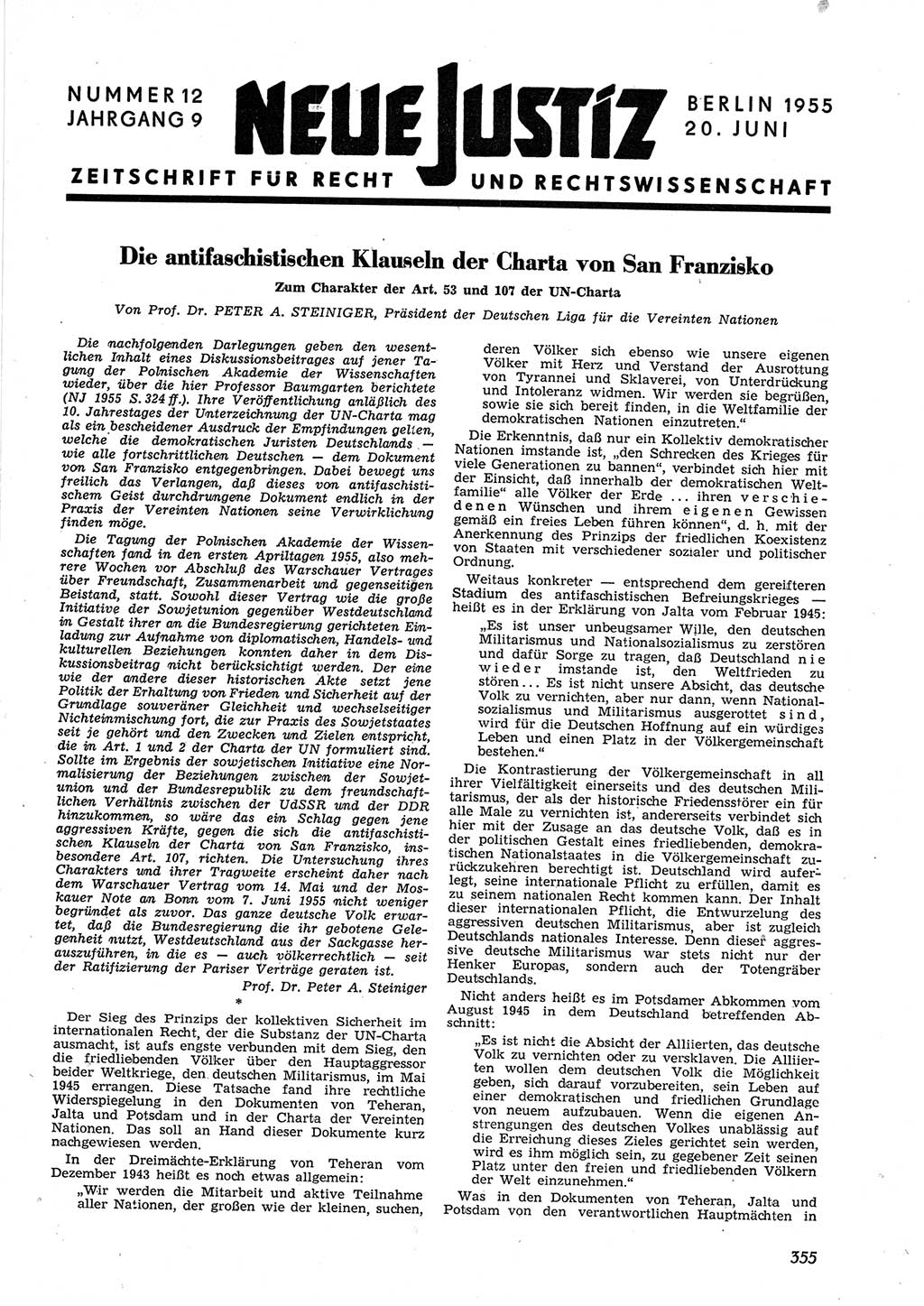 Neue Justiz (NJ), Zeitschrift für Recht und Rechtswissenschaft [Deutsche Demokratische Republik (DDR)], 9. Jahrgang 1955, Seite 355 (NJ DDR 1955, S. 355)