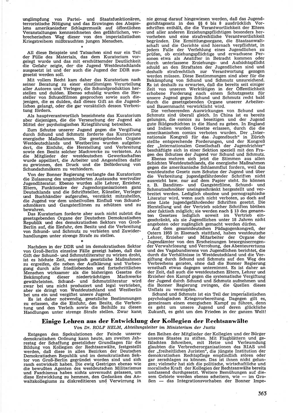 Neue Justiz (NJ), Zeitschrift für Recht und Rechtswissenschaft [Deutsche Demokratische Republik (DDR)], 9. Jahrgang 1955, Seite 363 (NJ DDR 1955, S. 363)