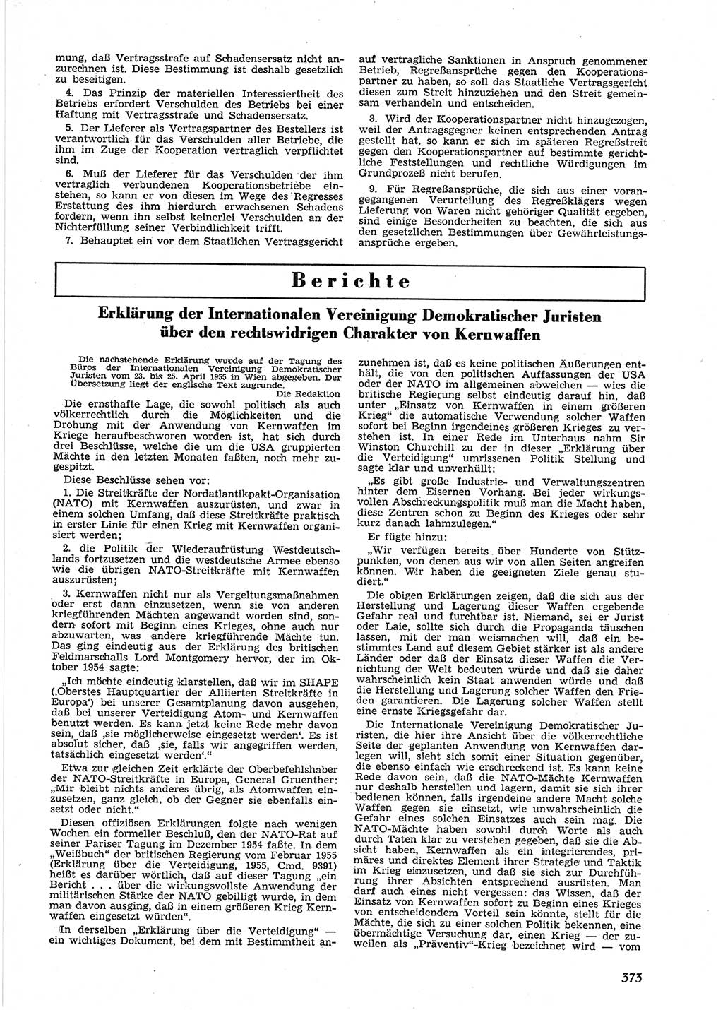 Neue Justiz (NJ), Zeitschrift für Recht und Rechtswissenschaft [Deutsche Demokratische Republik (DDR)], 9. Jahrgang 1955, Seite 373 (NJ DDR 1955, S. 373)
