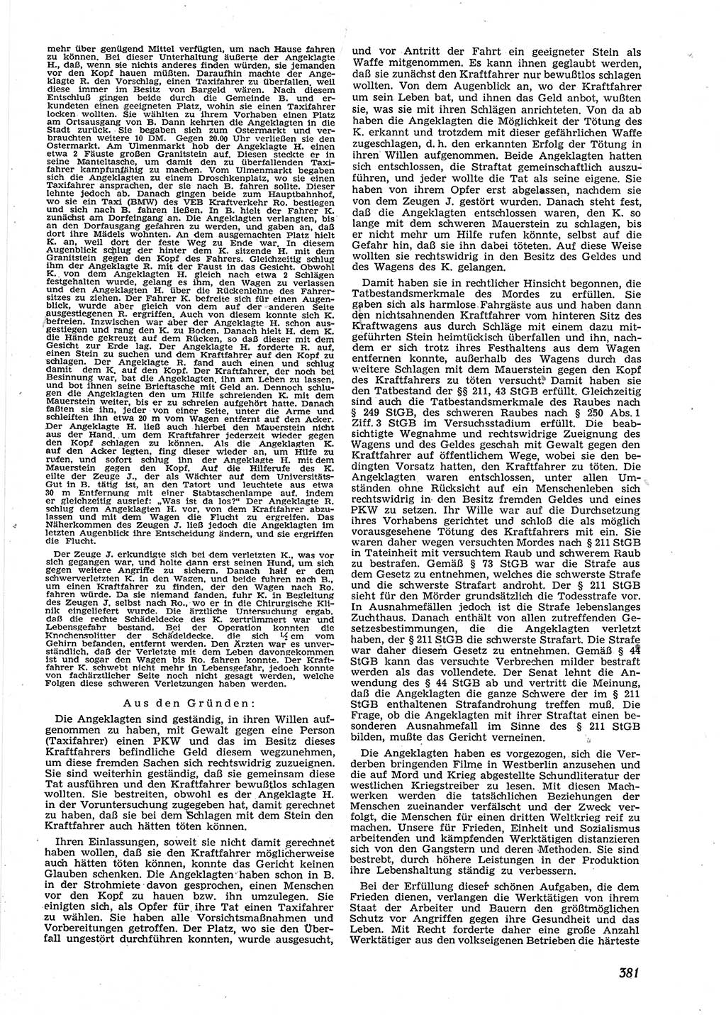 Neue Justiz (NJ), Zeitschrift für Recht und Rechtswissenschaft [Deutsche Demokratische Republik (DDR)], 9. Jahrgang 1955, Seite 381 (NJ DDR 1955, S. 381)
